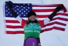 Jacobellis wins the first gold medal for the United States in snowboardcross at the Olympics Lindsey Jacobellis
